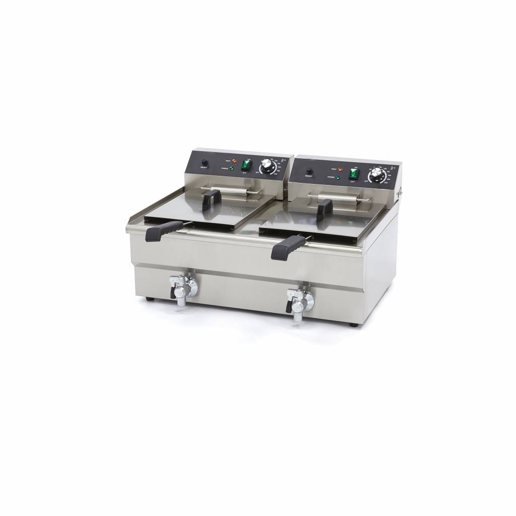 Friteuse Électrique Professionnelle 2 x 16L - 6000W - Avec Robinets de Vidange – Image 3