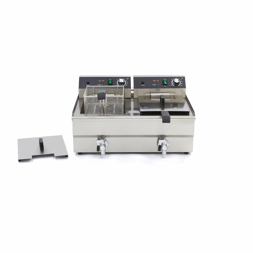 Friteuse Électrique Professionnelle 2 x 16L - 6000W - Avec Robinets de Vidange – Image 4