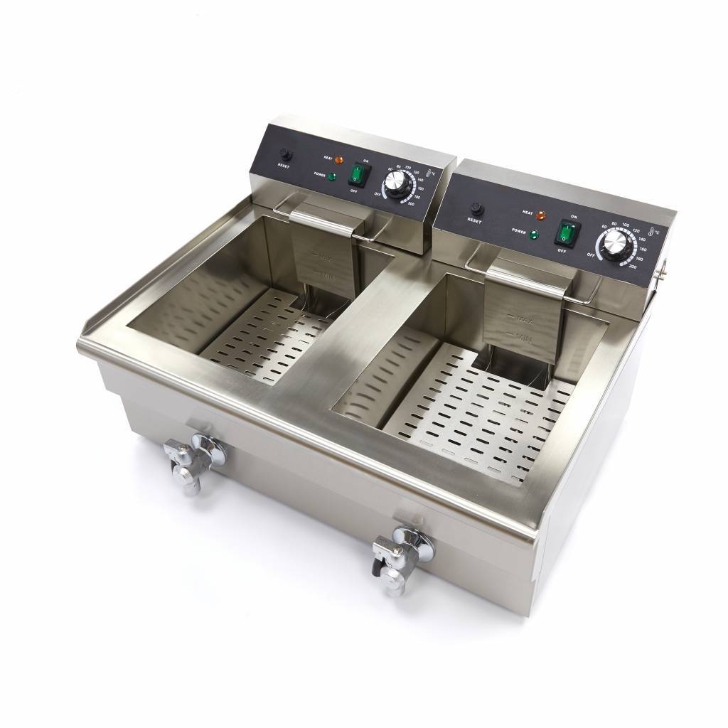Friteuse Électrique Professionnelle 2 x 16L - 6000W - Avec Robinets de Vidange – Image 10