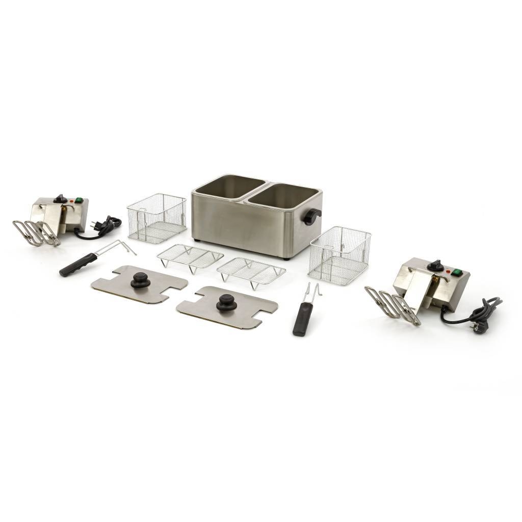 Friteuse Électrique Professionnelle 2 x 4L - Double Cuve Amovible - Finition Luxe Inox – Image 2
