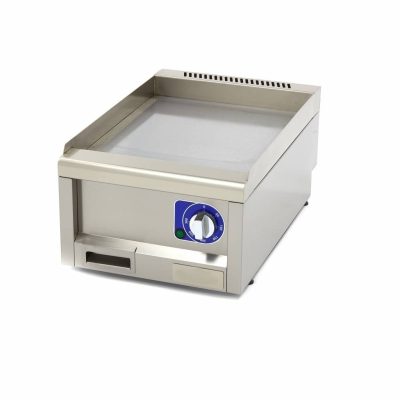 Grill lisse électrique professionnel de 3000W avec surface de cuisson 40 x 60 cm, châssis en acier inoxydable et bac de récupération pour restaurant