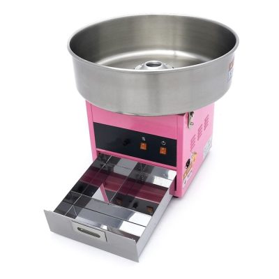Machine à barbe à papa professionnelle rose de comptoir avec bol en acier inoxydable de 52 cm et tiroir de rangement intégré