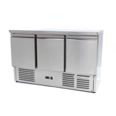 Réfrigérateur de comptoir professionnel inox 3 portes 400 litres